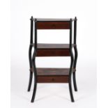 Etagere, 20. Jh., drei profilierte Platten jeweils mit floralen Einlagen und darunterliegenden Schü