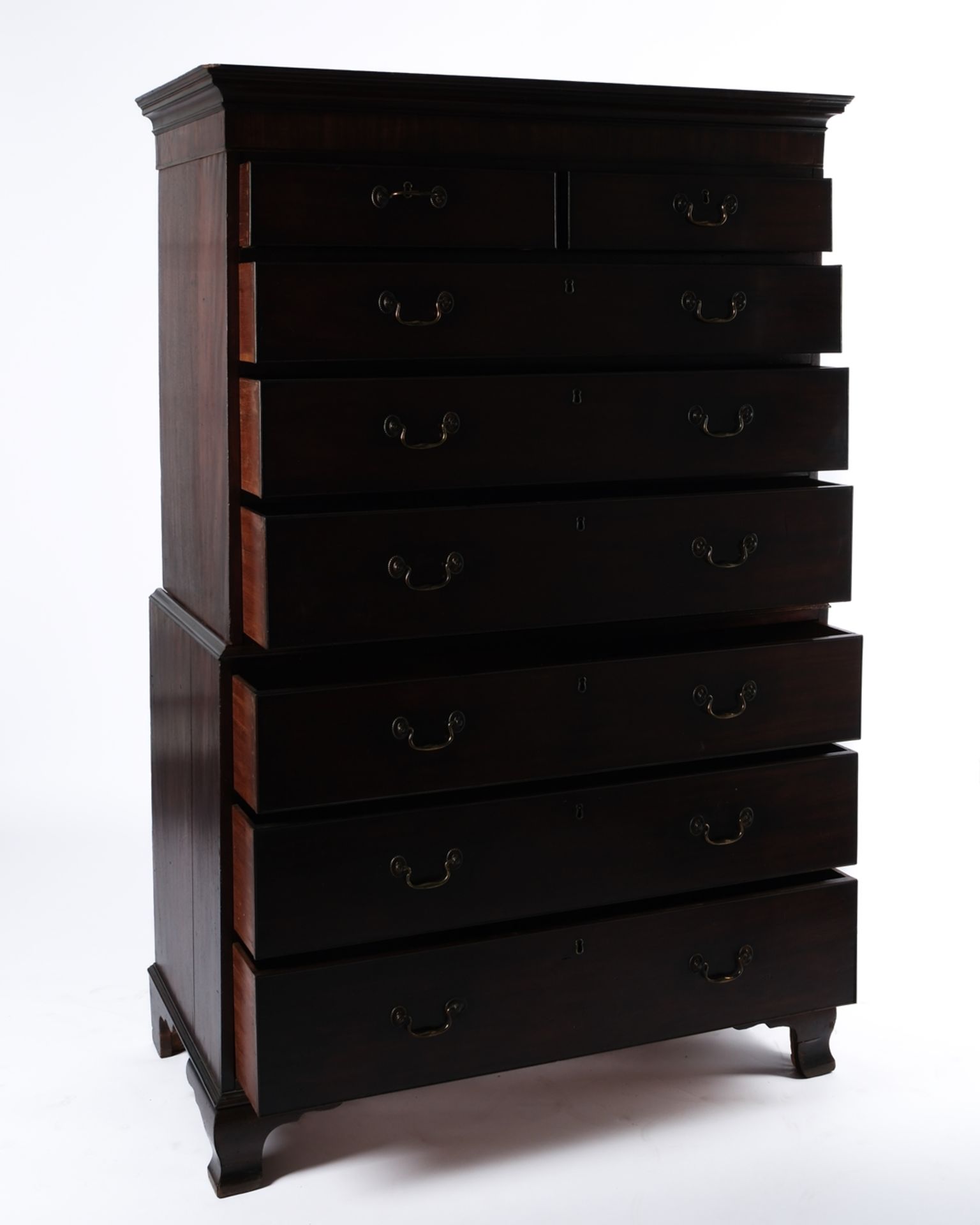 Aufsatzkommode "Tallboy", England, 2. Hälfte 19. Jh., Mahagoni, zweiteiliger Korpus mit insgesamt a - Bild 3 aus 4