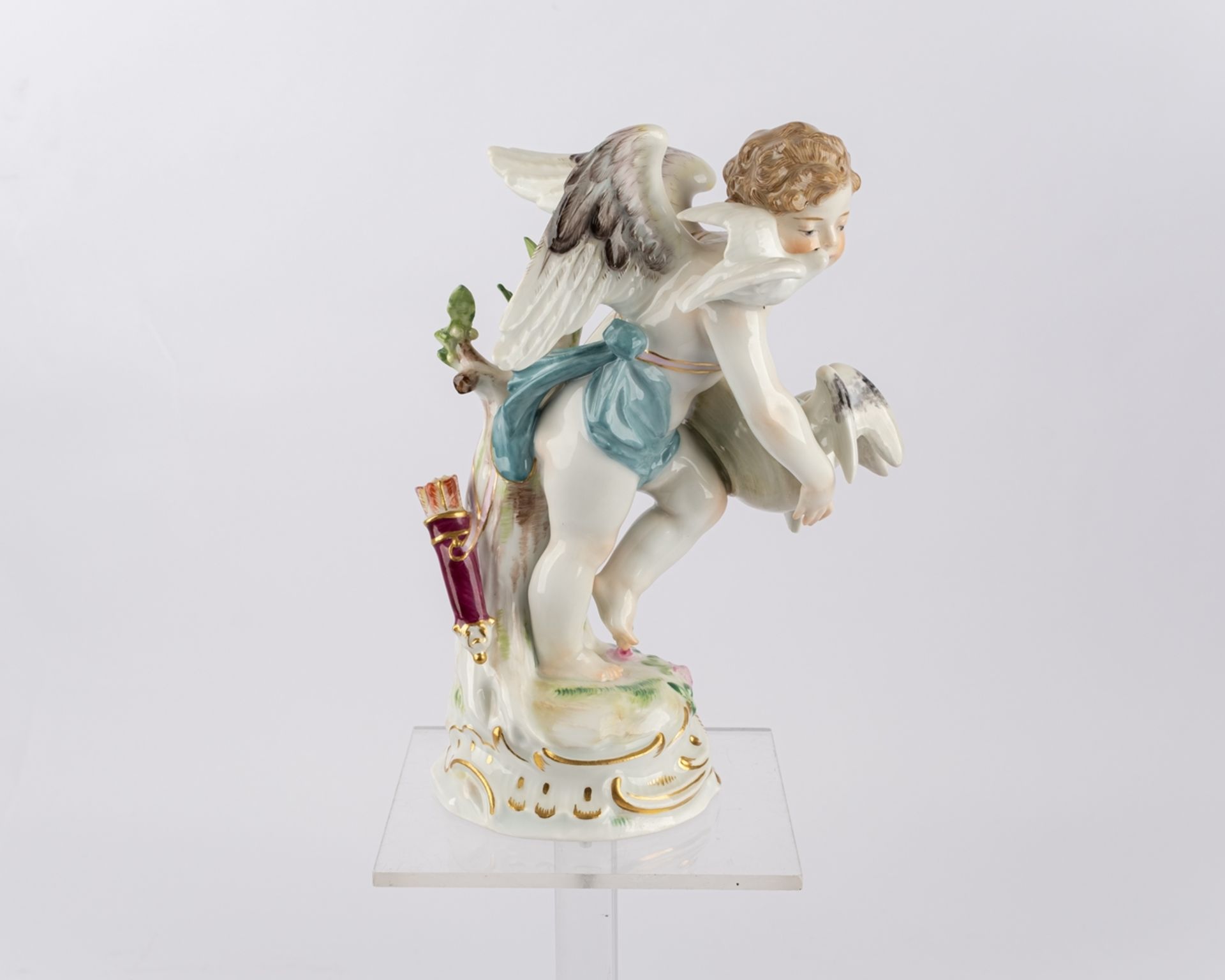 Porzellanfigur, "Amor, Tauben fütternd", Meissen, Schwertermarke, 1898-1924, 1. Wahl, Modellnummer  - Bild 4 aus 5