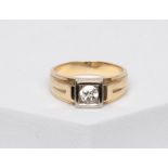 Solitär-Ring, 14kt Gelbgold, 1 Altschliffdiamant ca. 0.50 ct., 7.5 g, RM 56