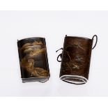 Konvolut 2 Inrō, Japan, spätes 19. Jh., beide Inrō je fünf-teilig, 1x Darstellung einer hügeligen F