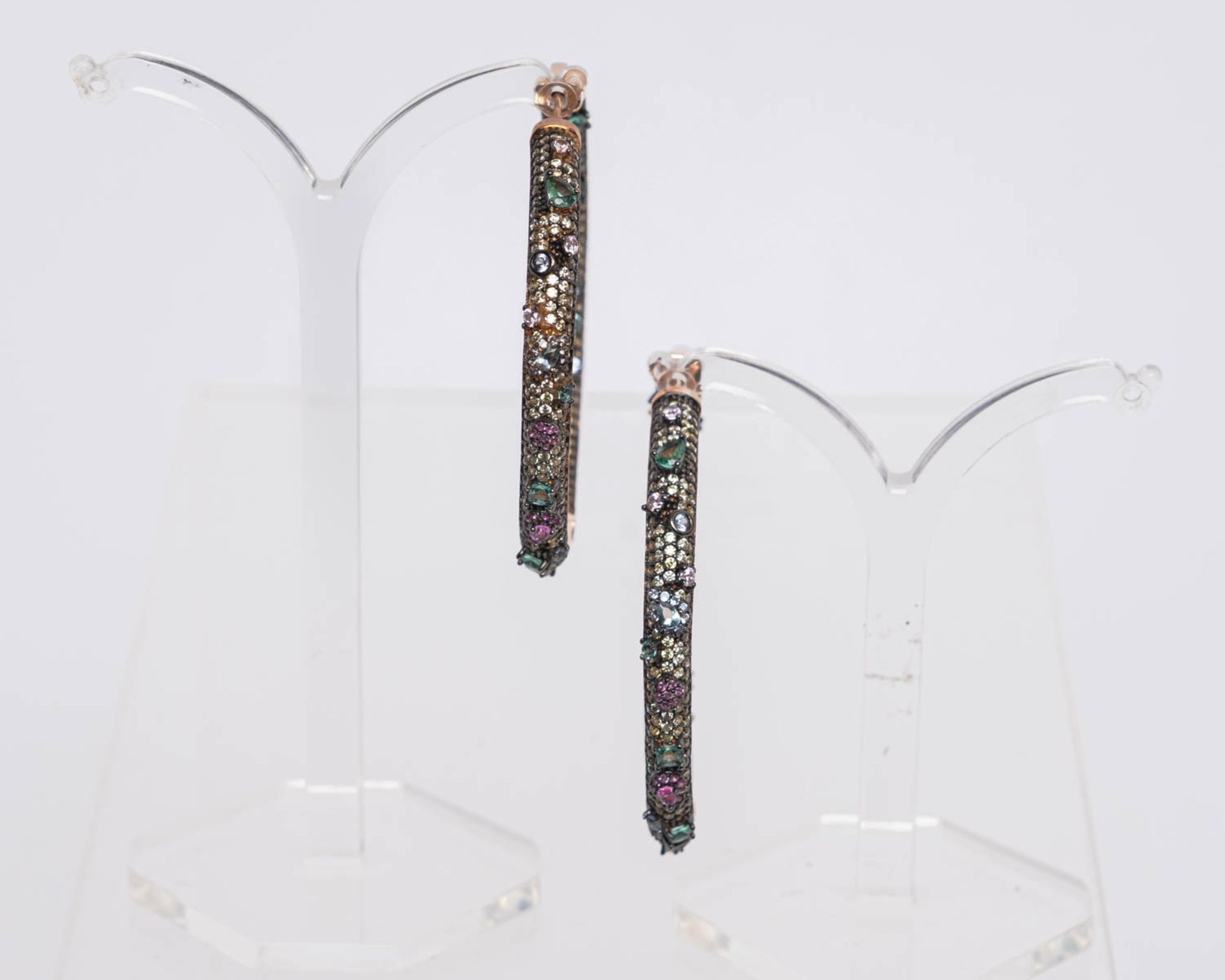 Paar Creolen, Silber 925/vergoldet, Zirkonia