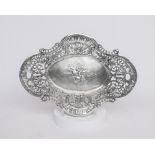 Korb, Silber 800, Hanau, Neresheimer & Co., oval, à jour gearbeitet, Wandung mit rocailliertem Rank