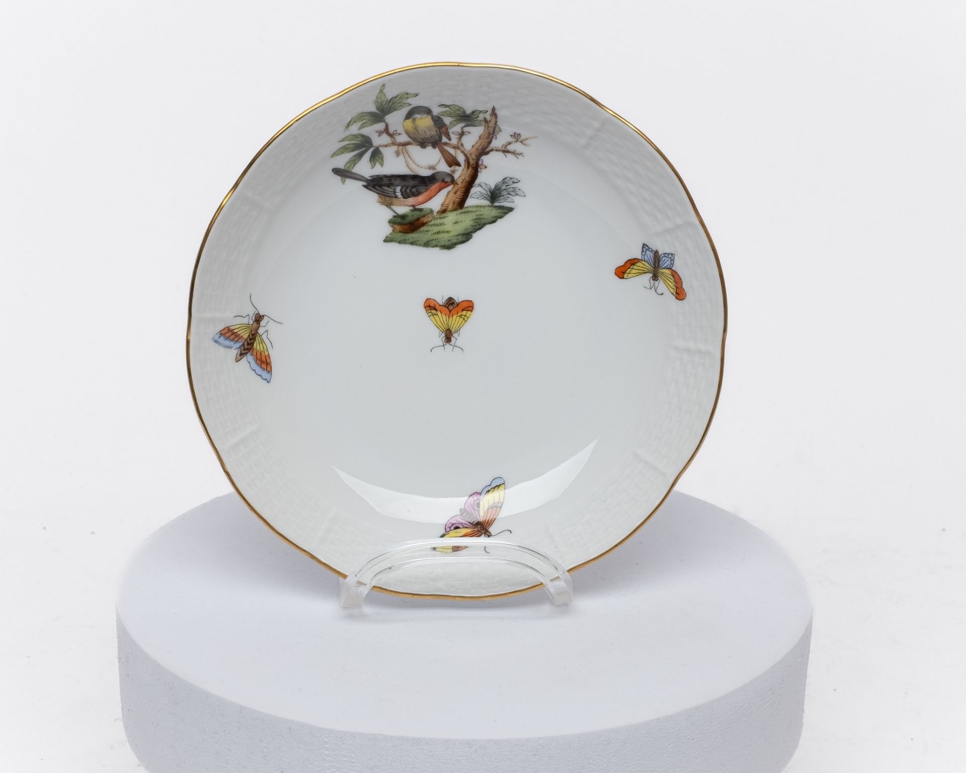 Service, 77-tlg., Herend, Dekor Rothschild, Goldrand: 10 Deckelsuppentassen, 10 Untertassen, 12 Vor - Bild 5 aus 12