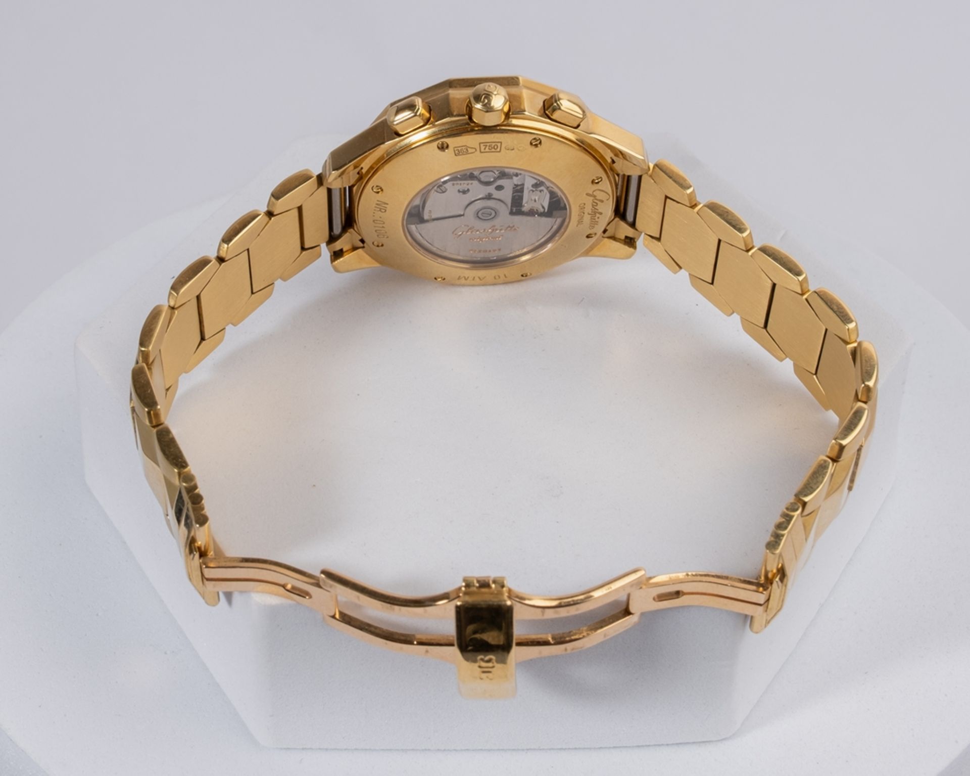 Glashütte Original Sport Senior Chronograph, um 2000, Ref. 10-66-?, Gehäuse und Gliederarmband mit  - Bild 3 aus 3