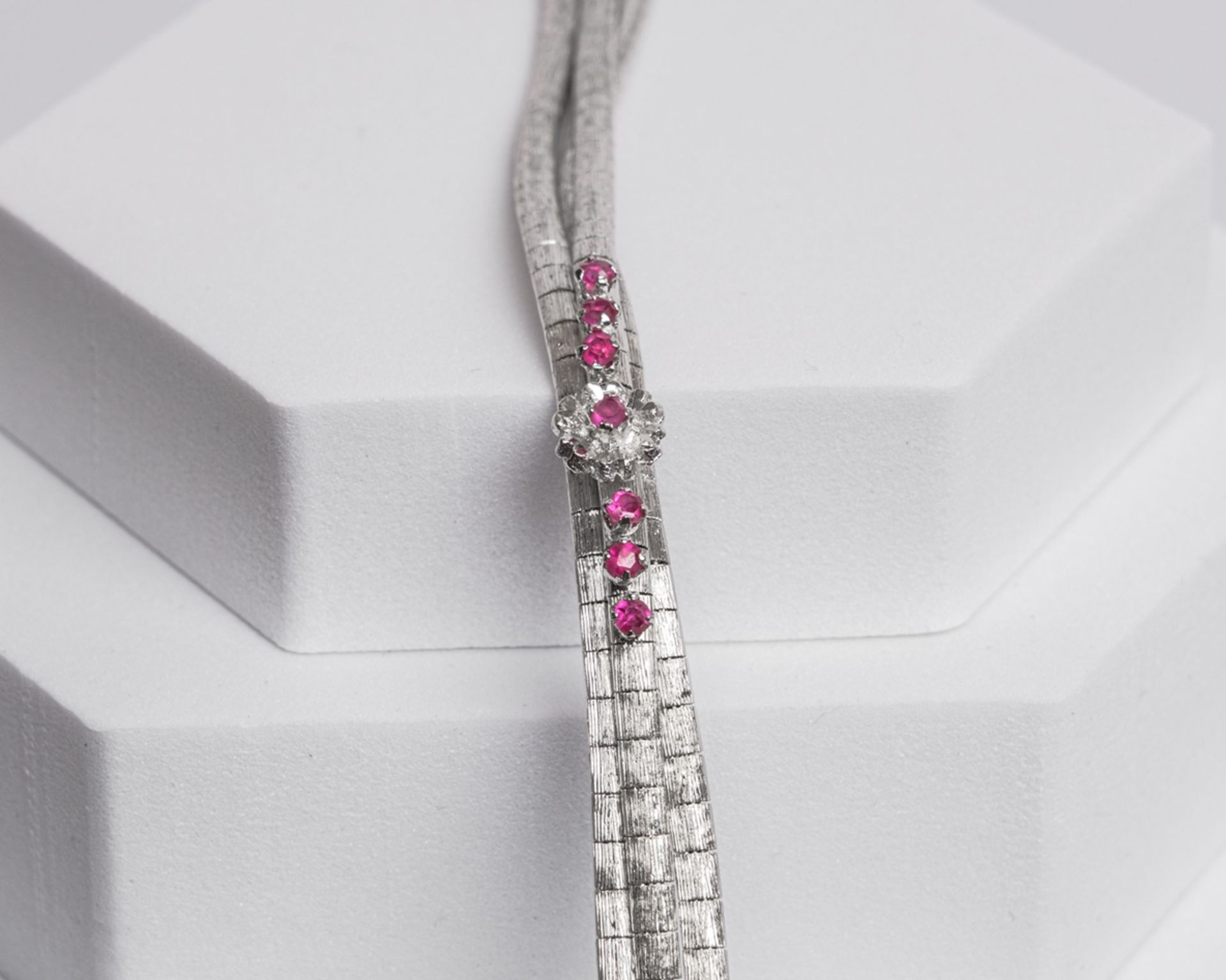 Armband, 800 Silber, 7 kleine Rubine ca. 19.3 g, ca. 18.5 cm - Bild 2 aus 2