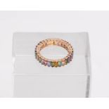 Memoire-Ring, 14kt Roségold, Tansanit, Turmalin, Imperial Topas, Iolith, zus. ca. 3.98 ct., ca. 3 g