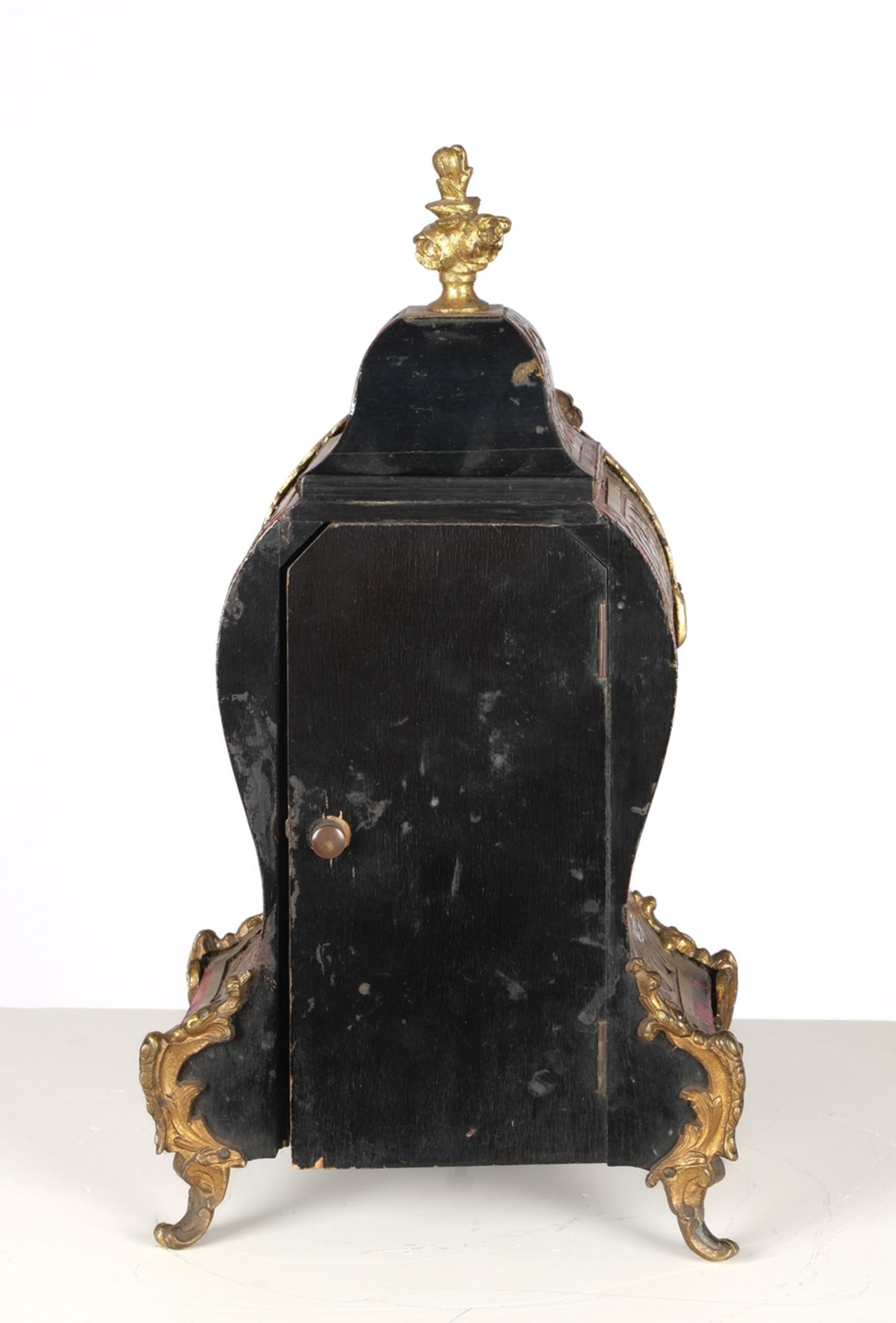 Kaminuhr, Stil Louis XV, Frankreich, Ende 19. Jh., eingezogenes Gehäuse im Boulle-Stil, Applikation - Bild 4 aus 5