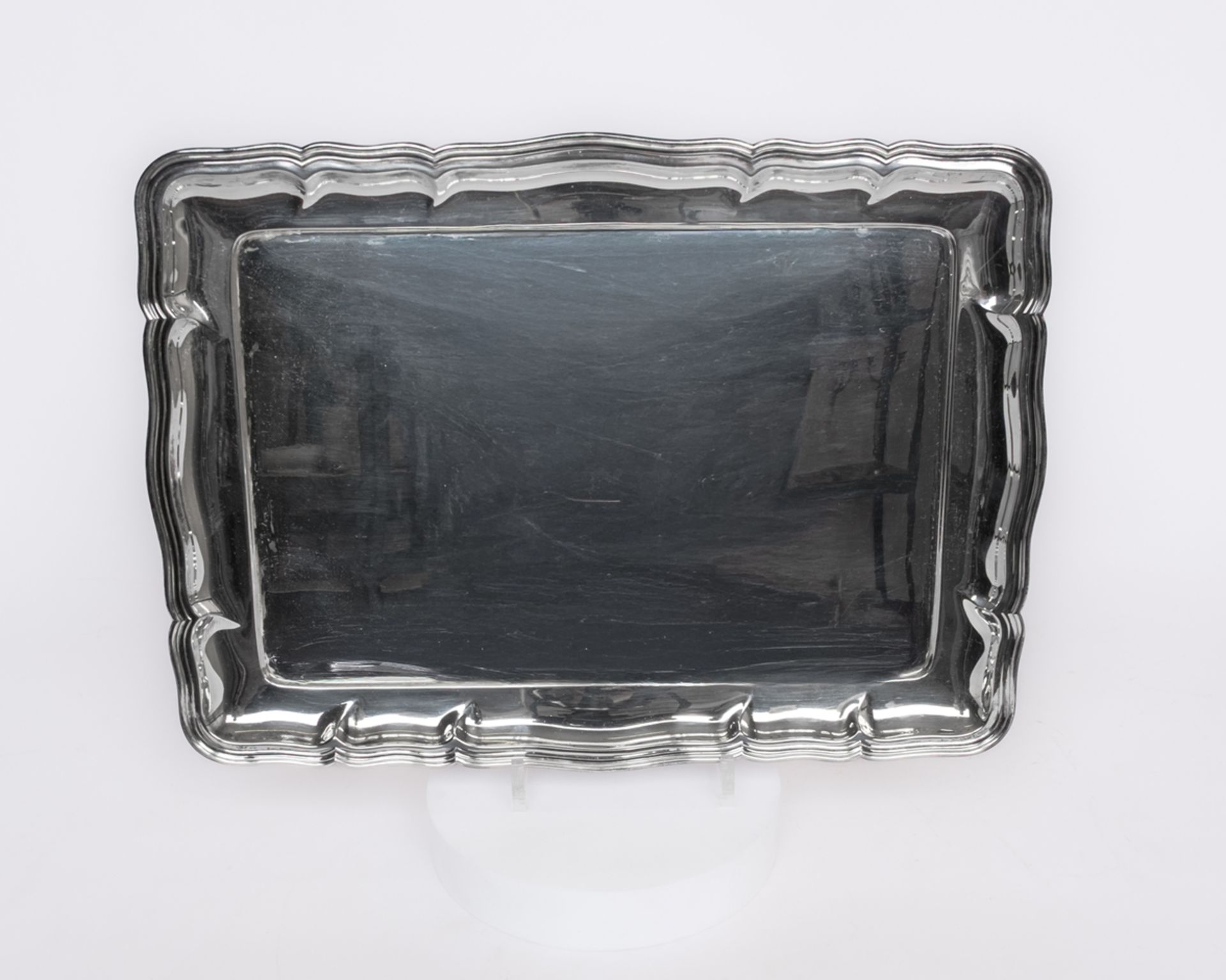 Tablett, Silber 830, Wilkens, rechteckig, profilierter, passiger Rand, glatter Spiegel, 41.5 x 30.5