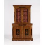 Napoleon III-Aufsatzvitrine, Frankreich, um 1850, Nussbaum oder Palisander furniert, zweiteiliger K