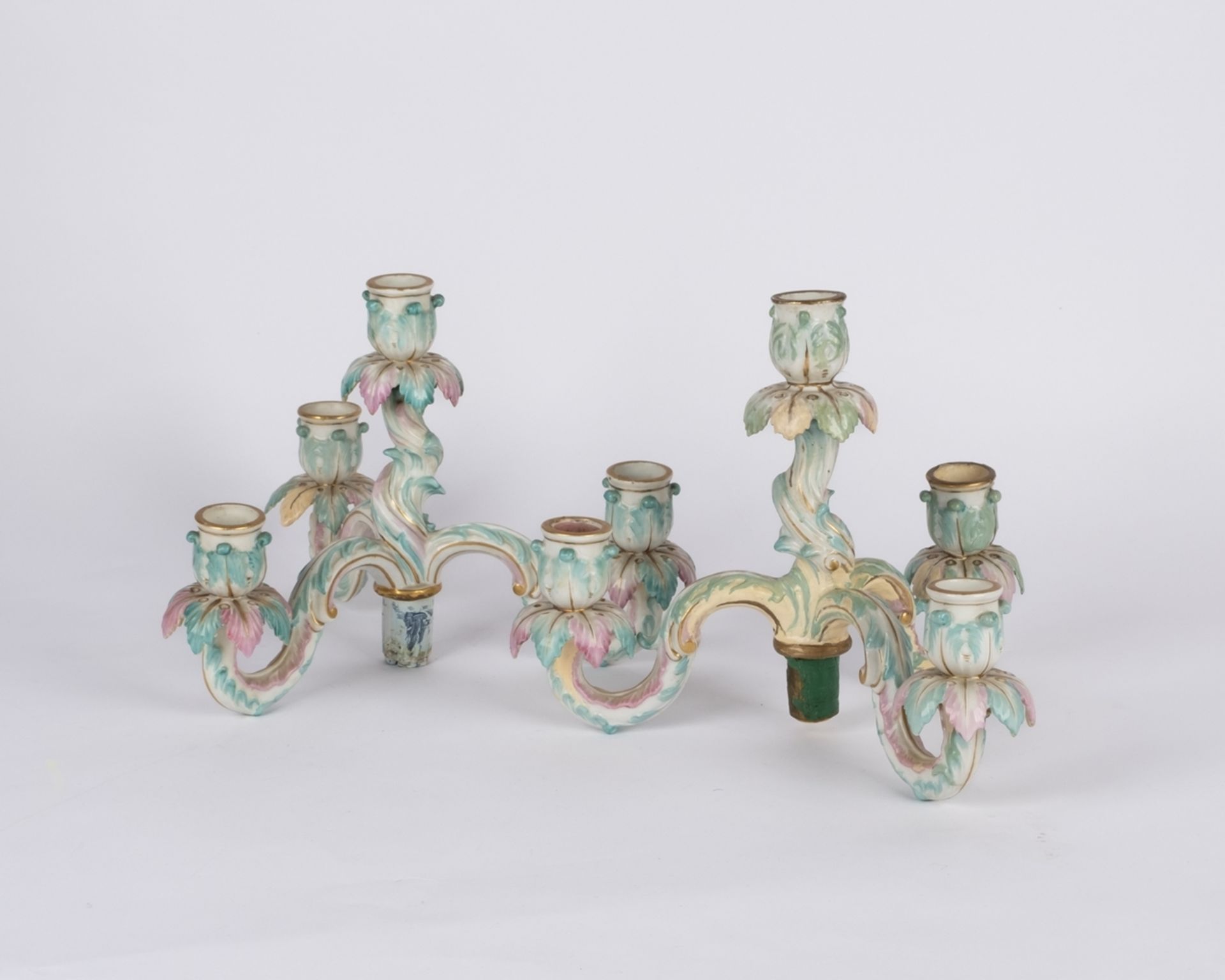 Paar Leuchter, "Gärtnerfiguren", Meissen, Schwertermarke, 1850-1924, 1./2. Wahl, Modellnummern D 17 - Bild 8 aus 10