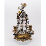 Kerzenleuchter, wohl Frankreich, 19./20. Jh., Bronze, vergoldet, Metall, zweiflammig, unter Verwend