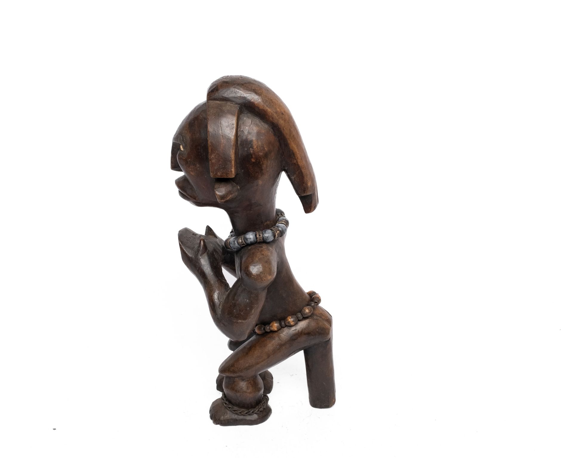 2 Reliquiar-Figuren "Byeri", Holztür, Fang, Gabun, Afrika, sitzende männliche Figuren aus Holz mit  - Bild 5 aus 6