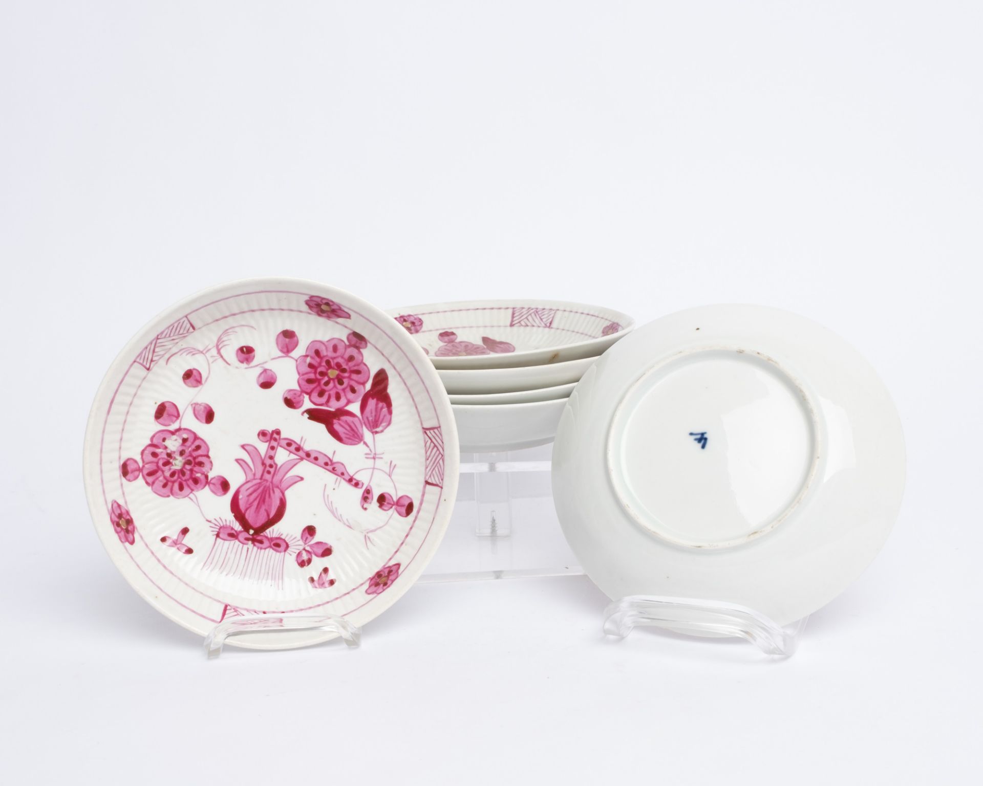 Kaffeeservice, 15-tlg., Wallendorf, 1772-1829, gebrochener Stab, indische Purpurmalerei: Kaffeekann - Bild 3 aus 9