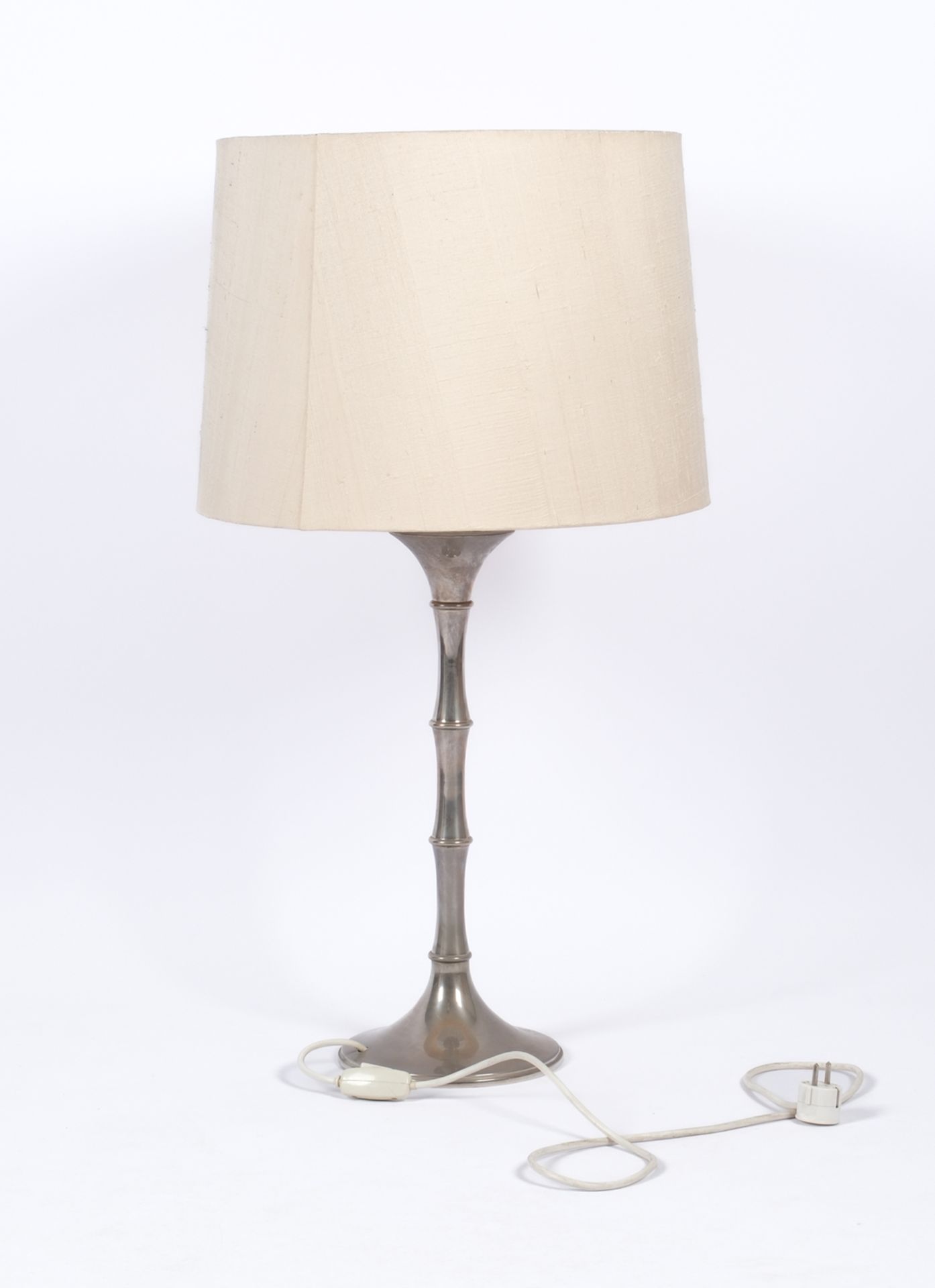 Tischlampe, "Bamboo", 1970er Jahre, Metall, verchromt, Schaft in Bambusform, einflammig, elektrifiz