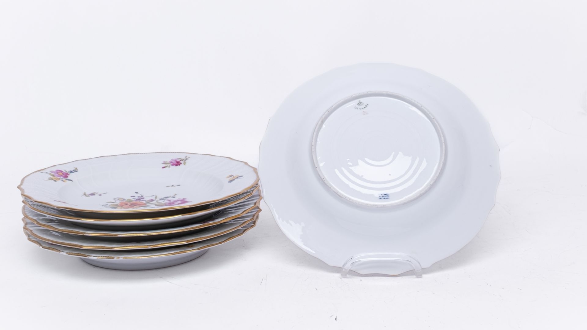 Serviceteile, 11-tlg., Royal Kopenhagen, 19./20. Jh., Neuosier, sächsische Blume, Goldrand: 4 Vorsp - Bild 7 aus 7