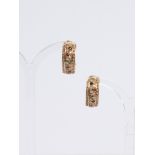 Halbcreolen, 14kt Gelbgold, Smaragd, Rubin, Saphir, ca. 9.7 g