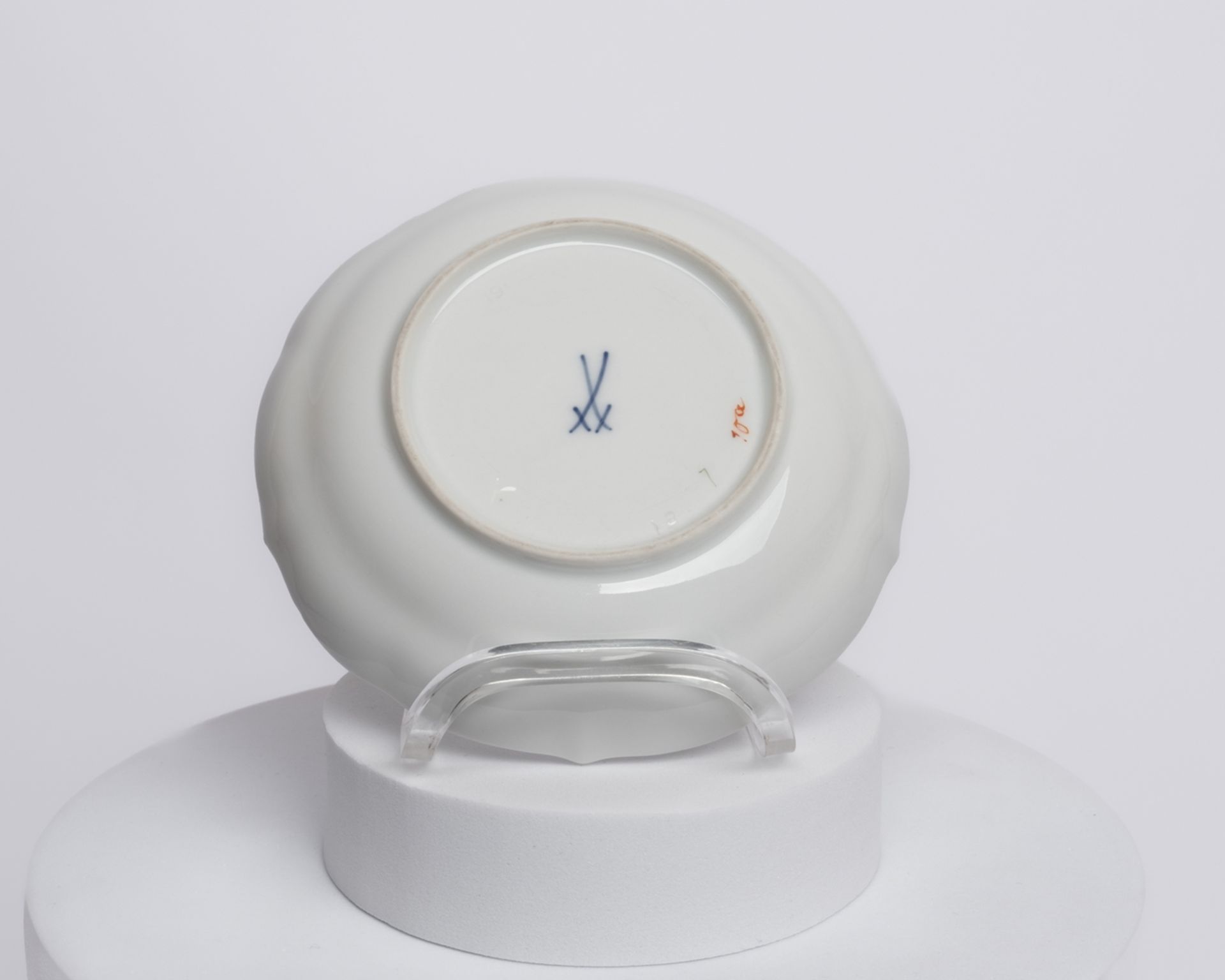 Mokkaservice, 16-tlg., Meissen, Schwertermarke, 1./2. Wahl, rote Rose, meist Goldrand: Mokkakanne ( - Bild 14 aus 14