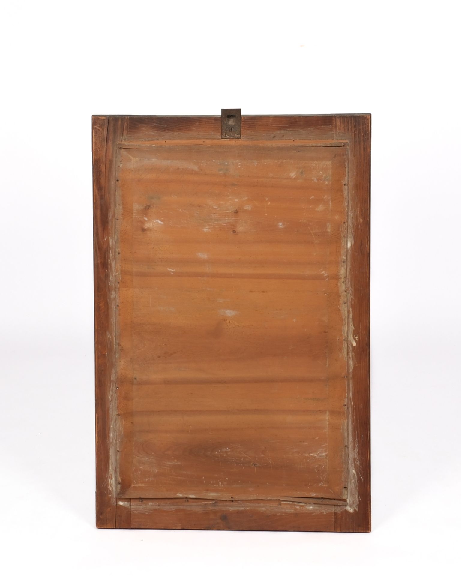 Wandspiegel, 19. Jh., der Rahmen in Nussbaum furniert, 86.5 x 57.5 cm - Bild 2 aus 2