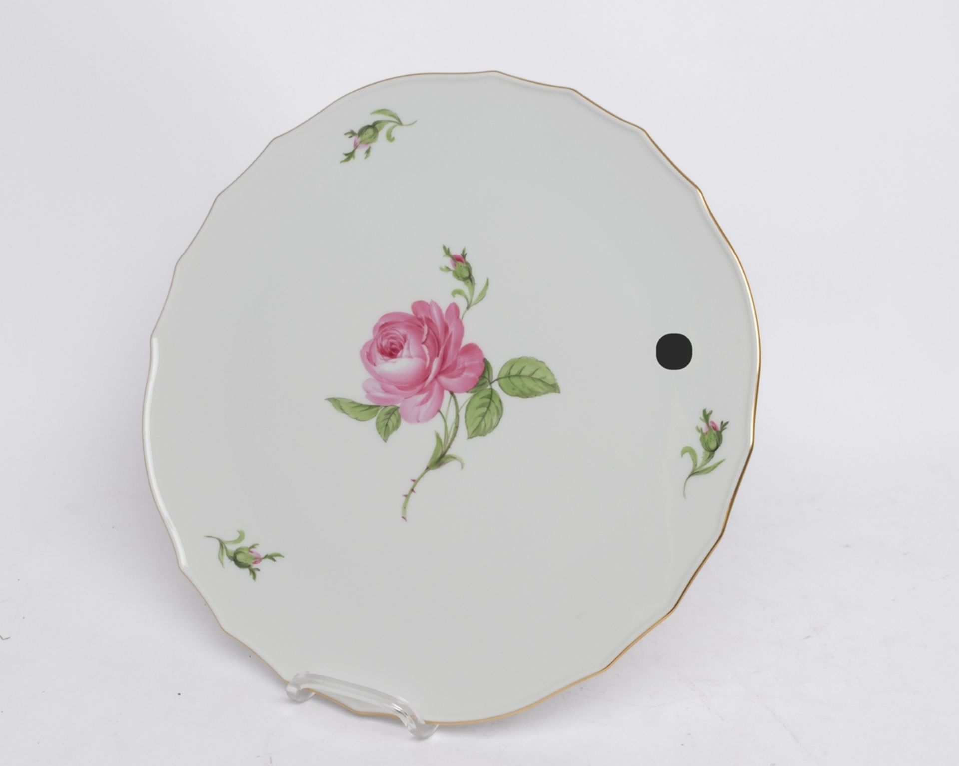 Mokkaservice, 25-tlg., Meissen, Schwertermarke, 2. Wahl, rote Rose, Goldrand: Mokkakanne (Deckelkno - Bild 22 aus 24