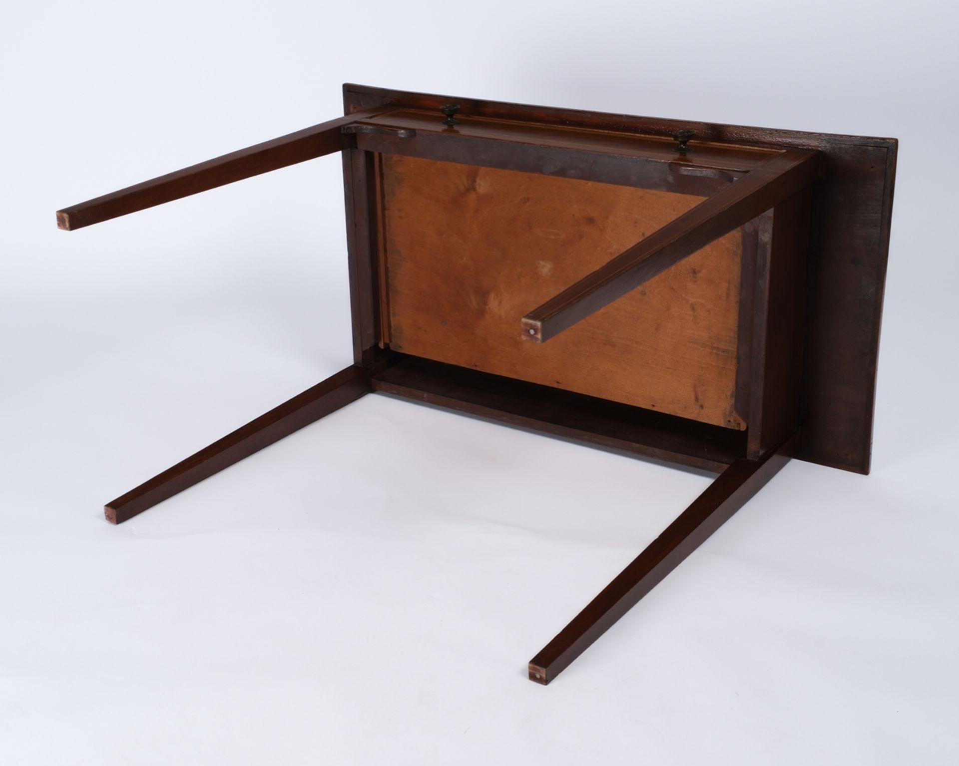 Konsoltisch im Stil des Regency, England, um 1930, Mahagoni u.a., rechteckige Platte auf vier konis - Bild 5 aus 5