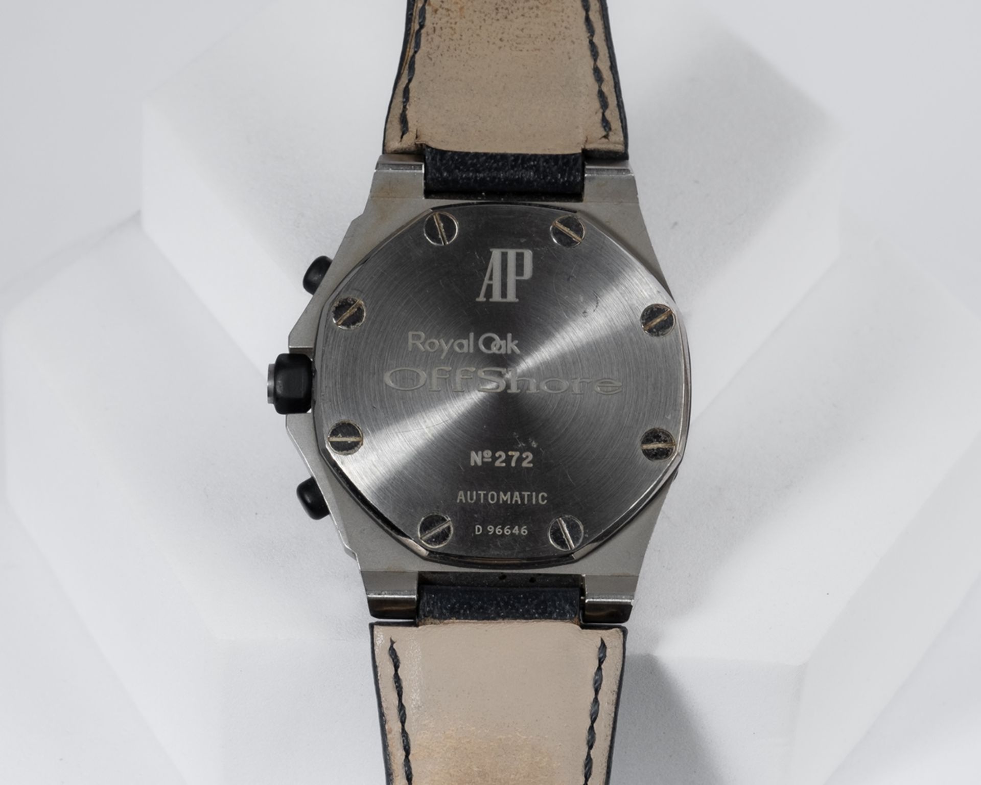 Audemars Piguet Royal Oak Offshore, D-Serie "Iced Out", Gehäuse in gebürsteten Stahl, blaues Ledera - Bild 3 aus 3