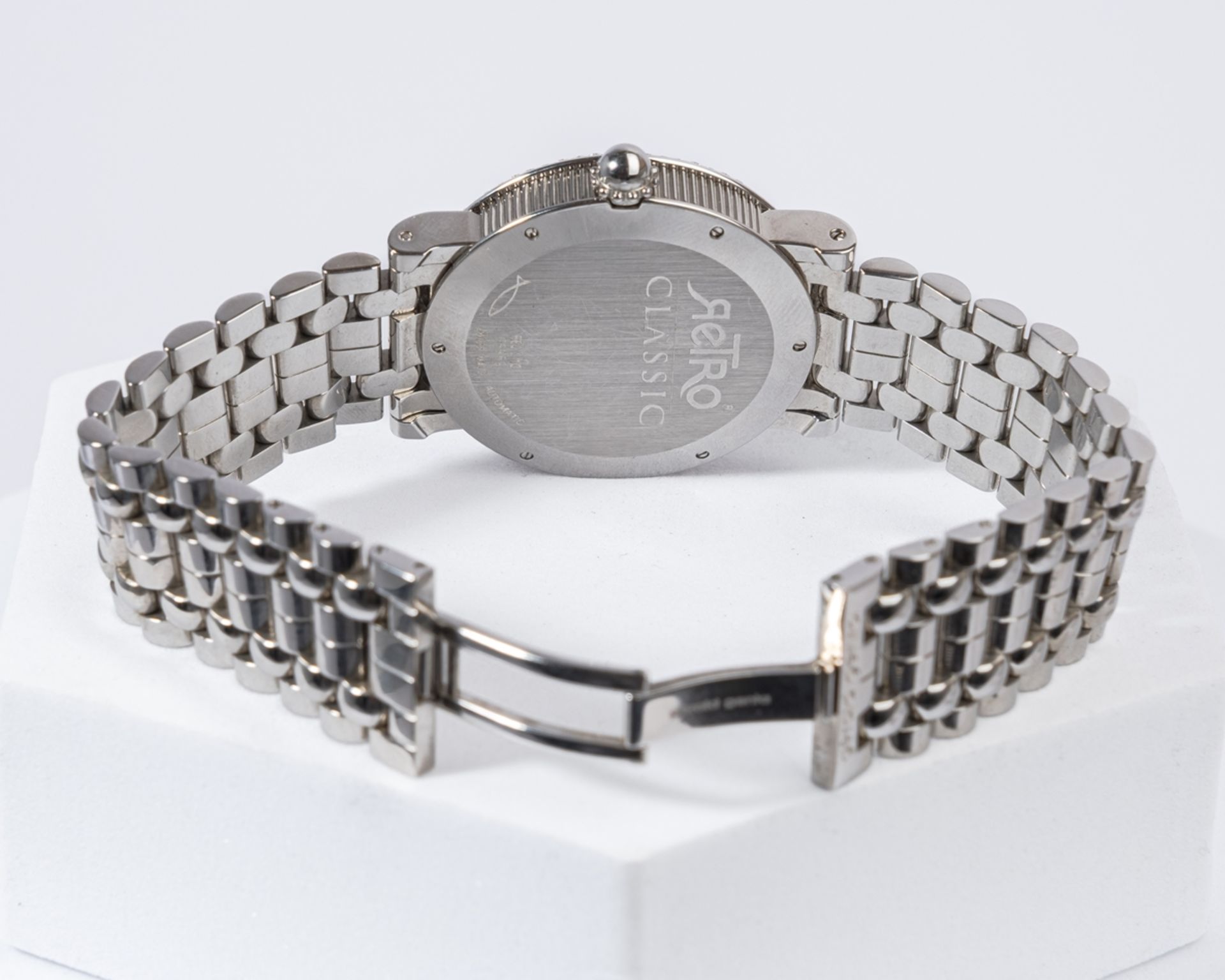 Gérald Genta Retro Classic "Jumping Hour", Ref. REC.L.10, Gehäuse in Stahl mit Münzrand, die Lünett - Bild 4 aus 4