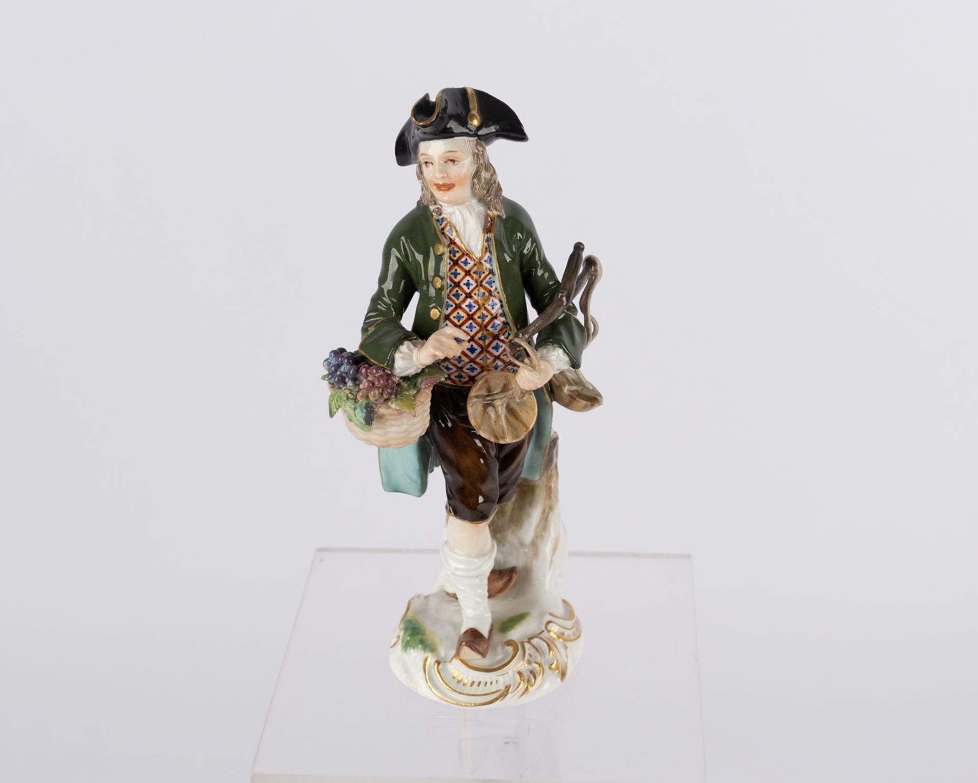 Porzellanfigur, "Traubenhändler", Meissen, Schwertermarke, 1850-1924, 1. Wahl, Modellnummer 7, poly