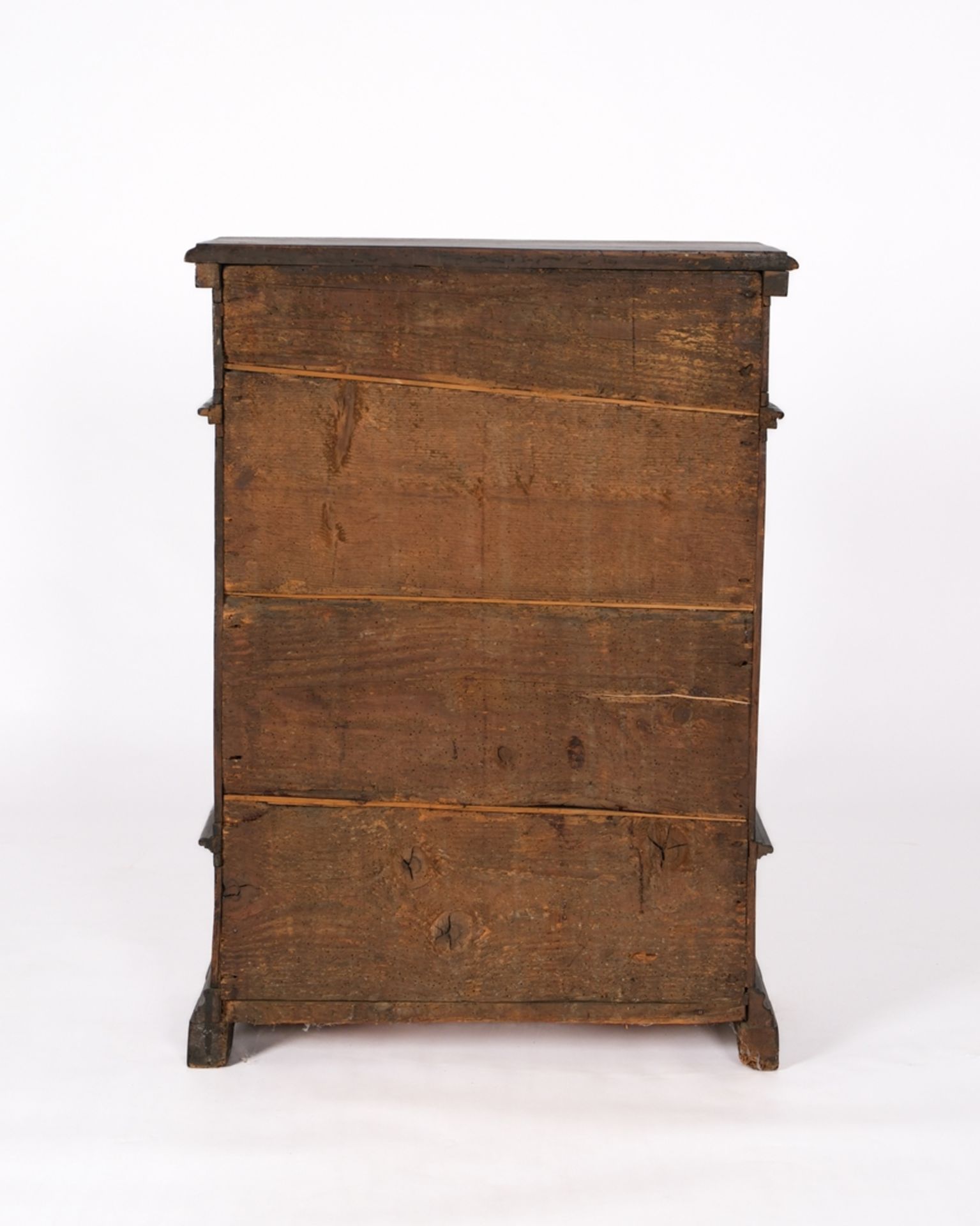 Barocker Halbschrank, wohl 18. Jh., Nussbaum massiv, eintüriger Korpus mit einem Schub unter der Pl - Bild 4 aus 4