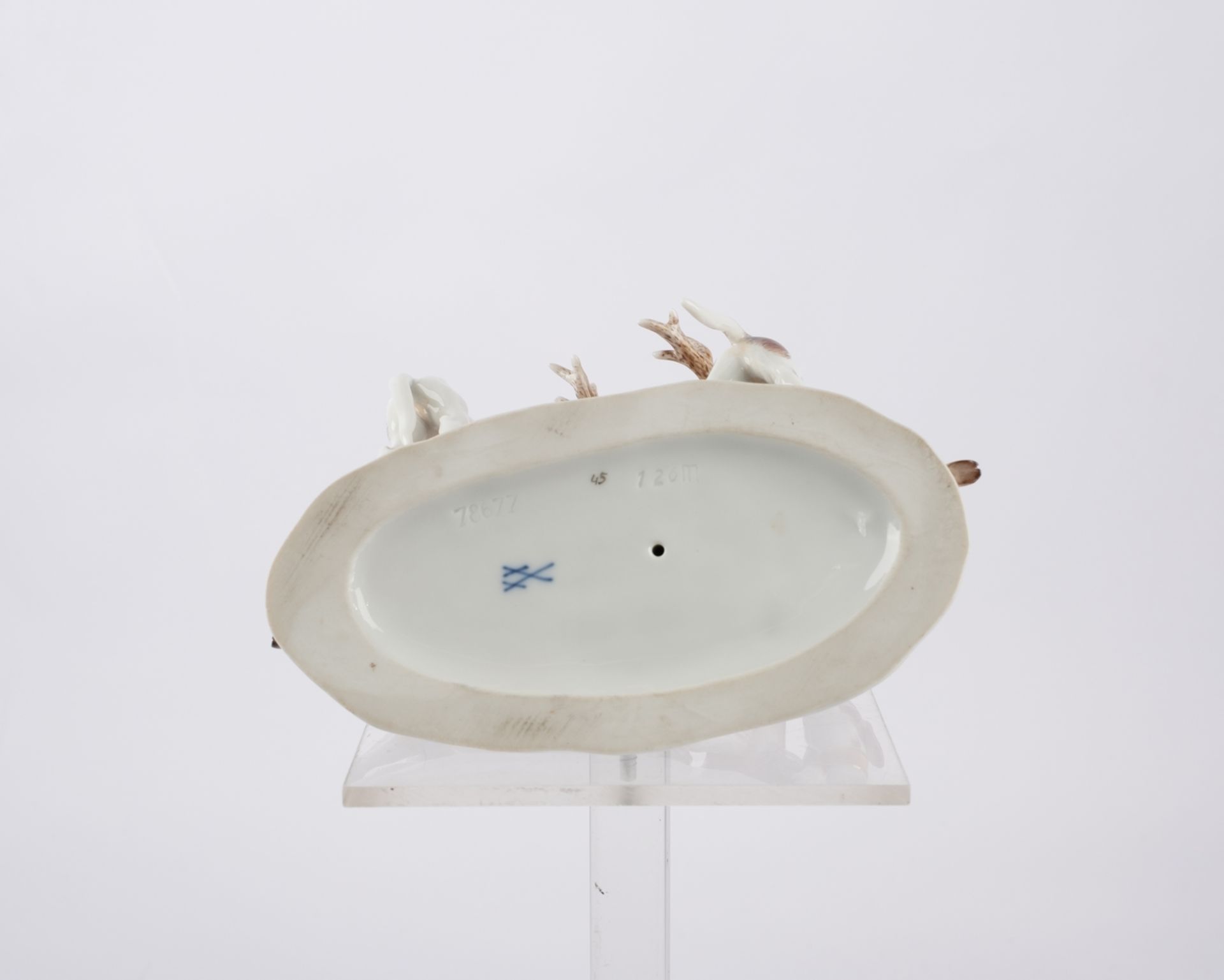 Porzellangruppe, "Hirschhatz", Meissen, Schwertermarke, 1. Wahl, Modellnummer 78677, polychrom und  - Bild 5 aus 5