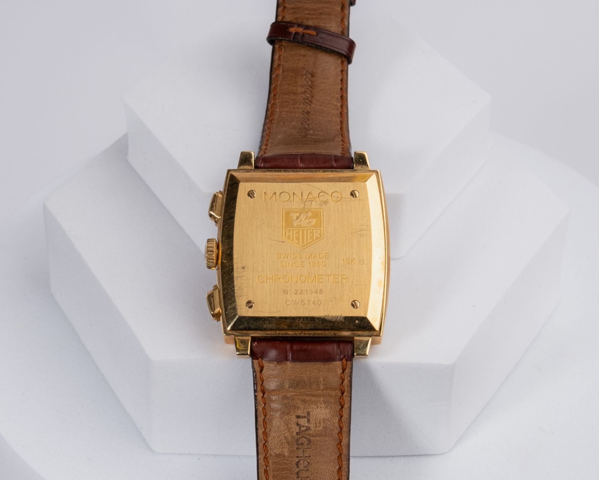 Tag Heuer Monaco, Chronograph, Ref. CW5140, Gehäuse und Schließe in 18kt Gelbgold, quadratisches Ge - Bild 3 aus 3