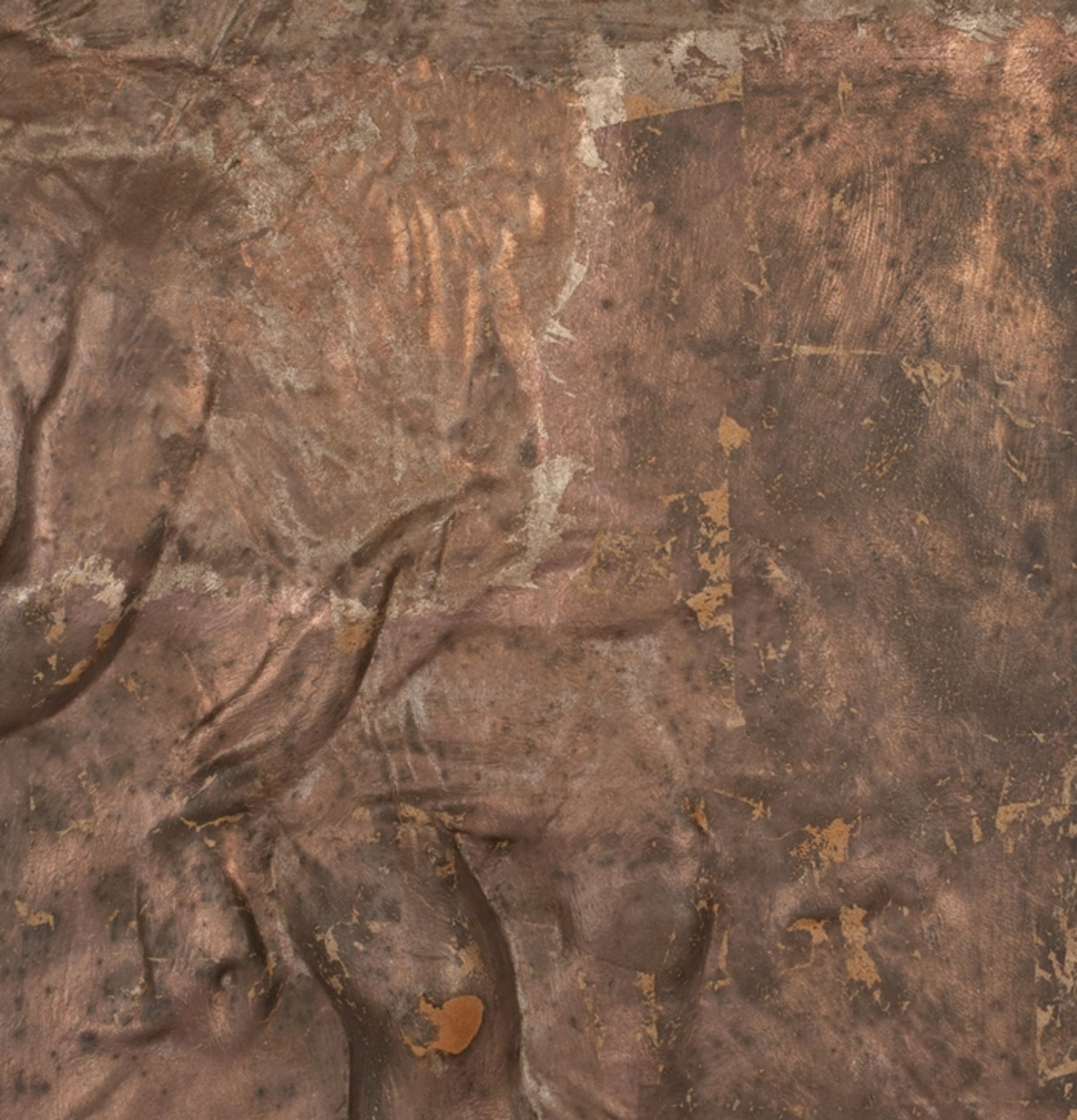 "Engel mit Fackel", wohl 18. Jh., Papierkasché mit Blattbronzierung auf Keilrahmen, 56 x 45 cm - Bild 3 aus 4