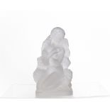 Glasfigur, "Hiver surtot quatre saisons", Lalique, farbloses Glas, teils mattiert, frierender weibl