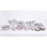 Service, 66-tlg., Herend, Dekor AP, Goldrand: 6 Deckelsuppentassen, 6 Untertassen, 6 Salatteller, 1