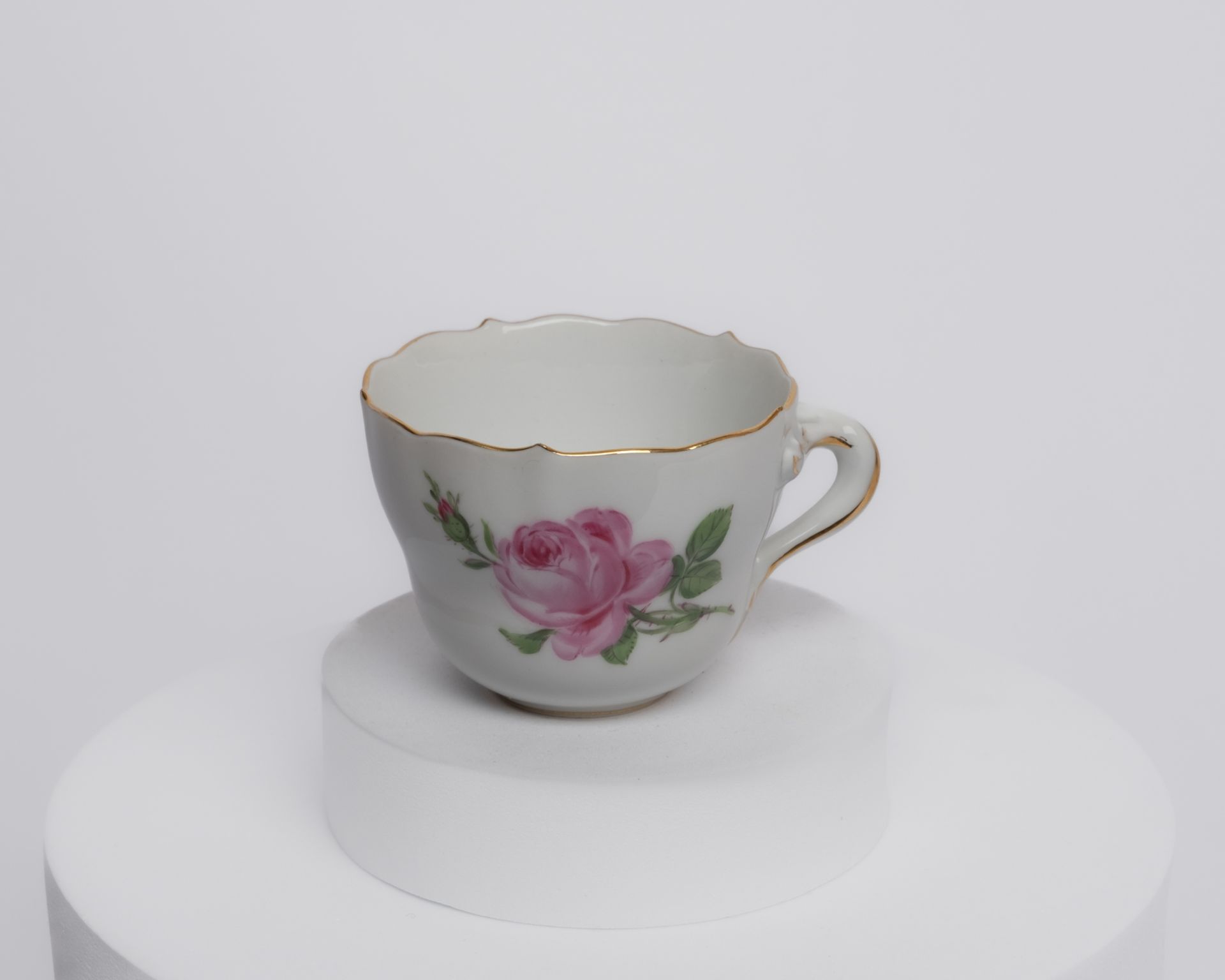 Mokkaservice, 16-tlg., Meissen, Schwertermarke, 1./2. Wahl, rote Rose, meist Goldrand: Mokkakanne ( - Bild 5 aus 14