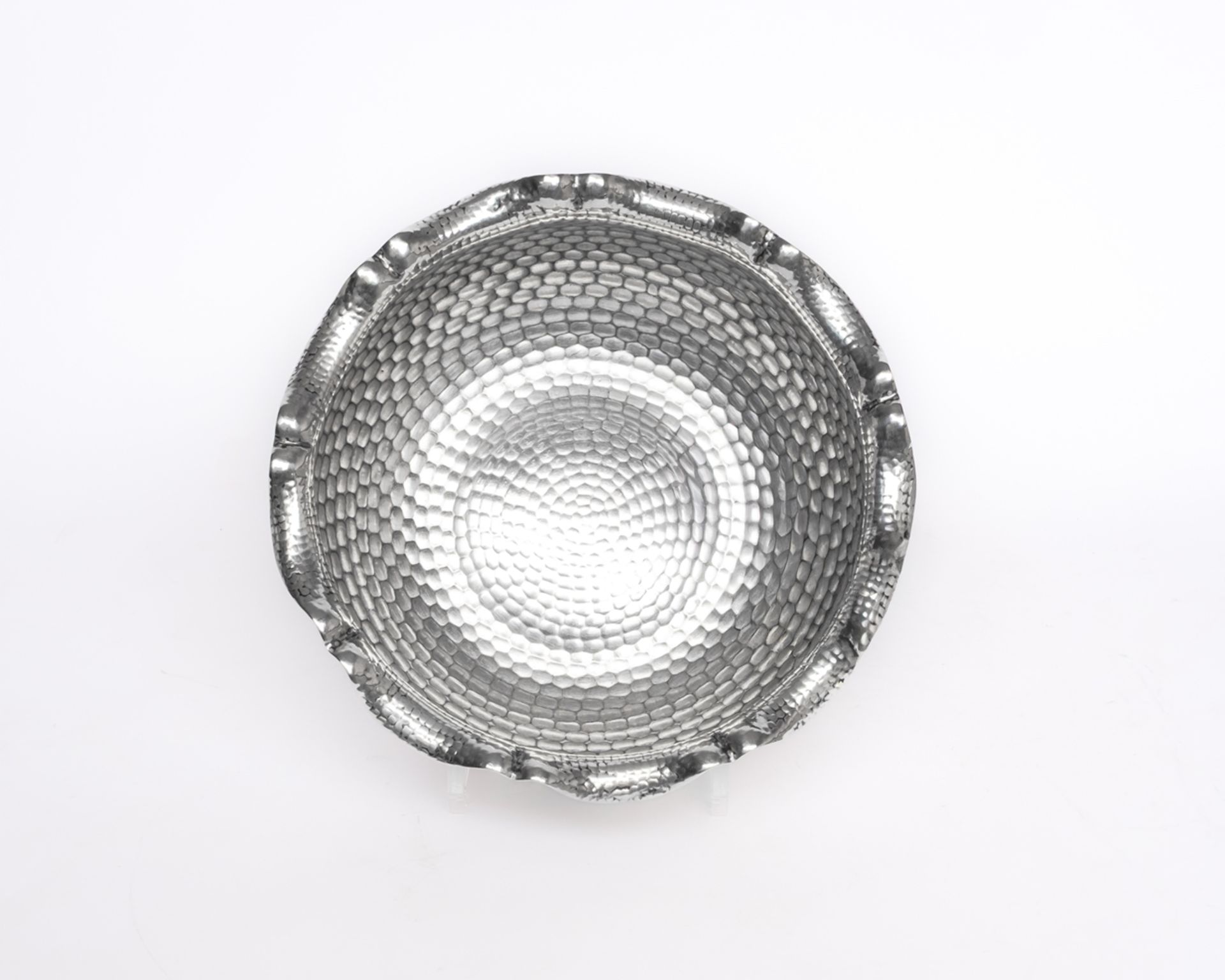 Obstschale, Silber 800, Koch & Bergfeld, gebauchte Form mit Wabendekor, umgeschlagener, welliger Ra - Bild 2 aus 3