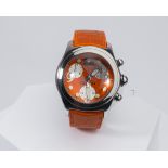 Corum Bubble Chronograph Quarz, Ref. 396.150.20, Gehäuse in Stahl, Zifferblatt orange mit drei silb