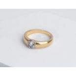 Solitär-Ring, 18kt Gelbgold/Weißgold, Brillanten zus. ca. 0.73 ct., ca. 7.2 g, RM 59