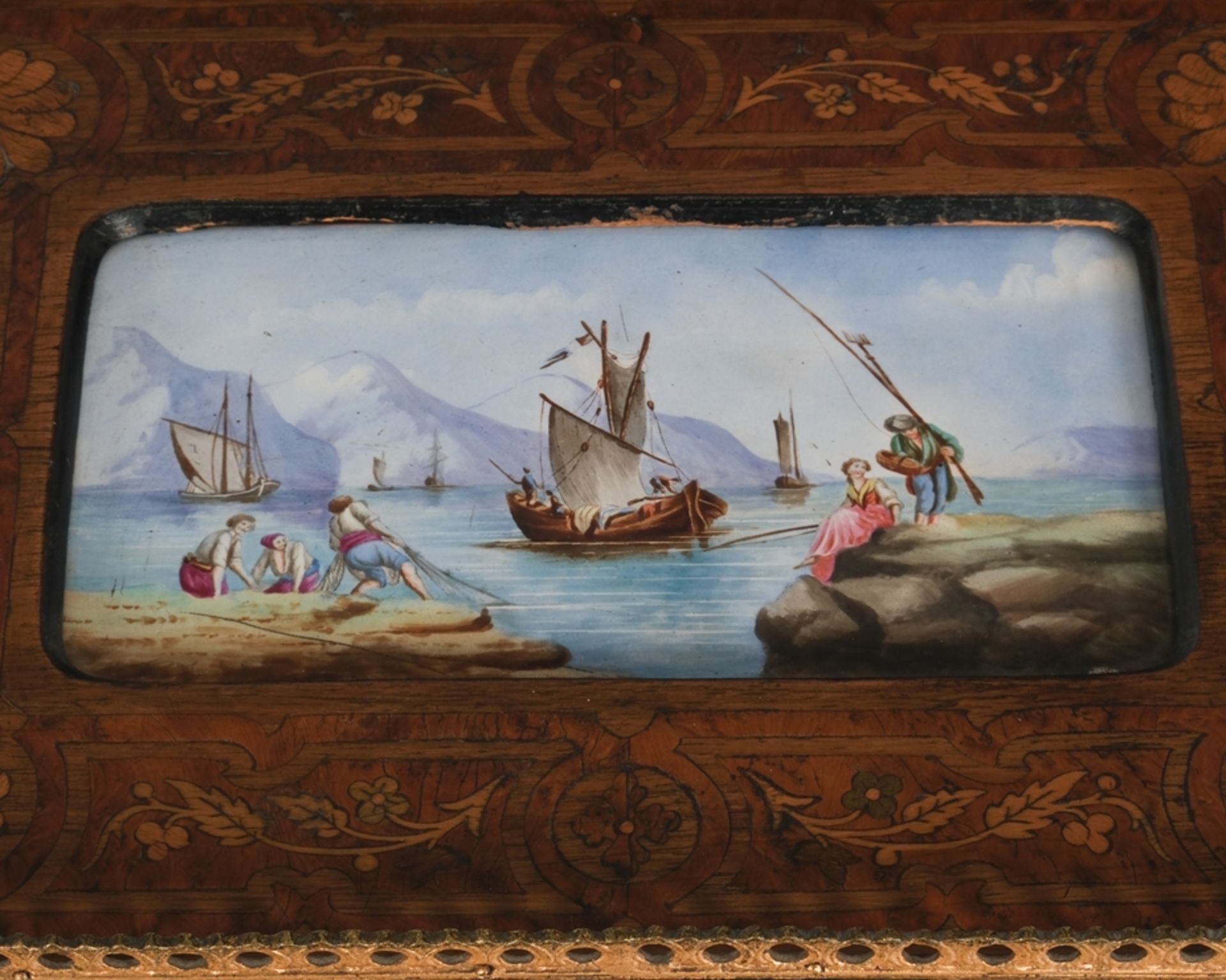 Beistelltisch / Gueridon, Napoleon III, Frankreich, Mitte 19. Jh., rechteckige Platte mit gerundete - Bild 3 aus 3