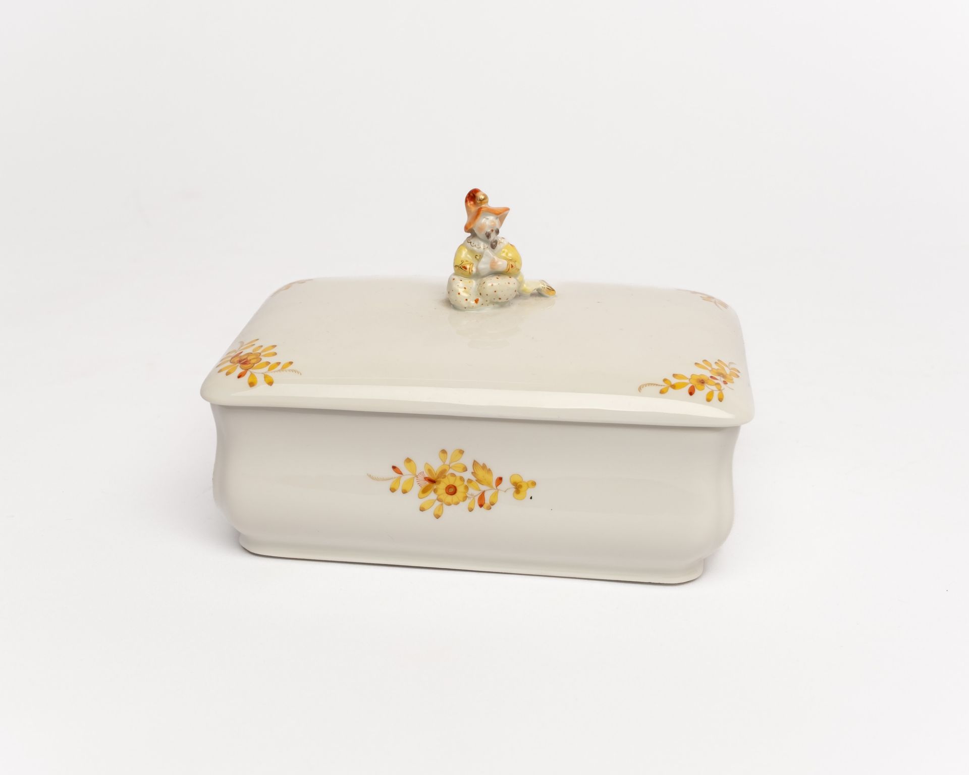 Deckeldose, "Chinese", Meissen, Schwertermarke, 1. Wahl,  Modellnummer 52650, rechteckig, Deckelkna