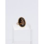 Ring, 14kt Gelbgold, Rauchquarz, oval, facettiert geschliffen, ca. 11.5 g, RM 56