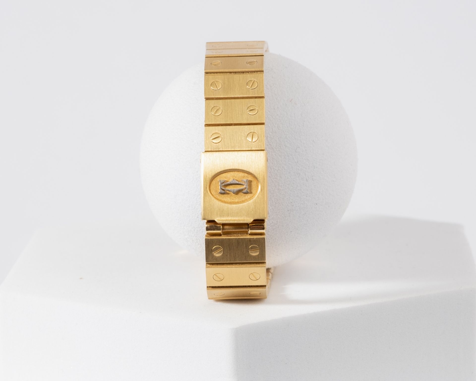 Cartier Santos Carrée "OR MASSIF", Ref. 2960, seltene Vollgoldausführung in 18kt Gelbgold, die Ober - Bild 2 aus 3
