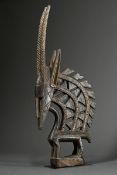 Antilopen Tanzaufsatz "Chiwara", Mali, männliche Antilope auf rechteckigem Sockel, matt patiniertes