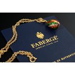 2 Teile Gelbgold 750 Victor Meyer Fabergé Collection Schmuck: Ei-Anhänger oder Clip mit grünrotem T