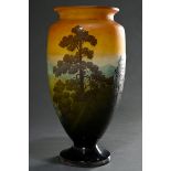 Gallé Vase "Paysage Alpin", Überfangglas in Braun- und Grüntönen, geätzt und partiell poliert, sign