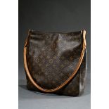 Louis Vuitton "Looping GM" Schultertasche in Monogram Canvas, heller Rindsleder Griff und messingfa