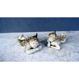 2 Porzellanfiguren liegende Engel 20