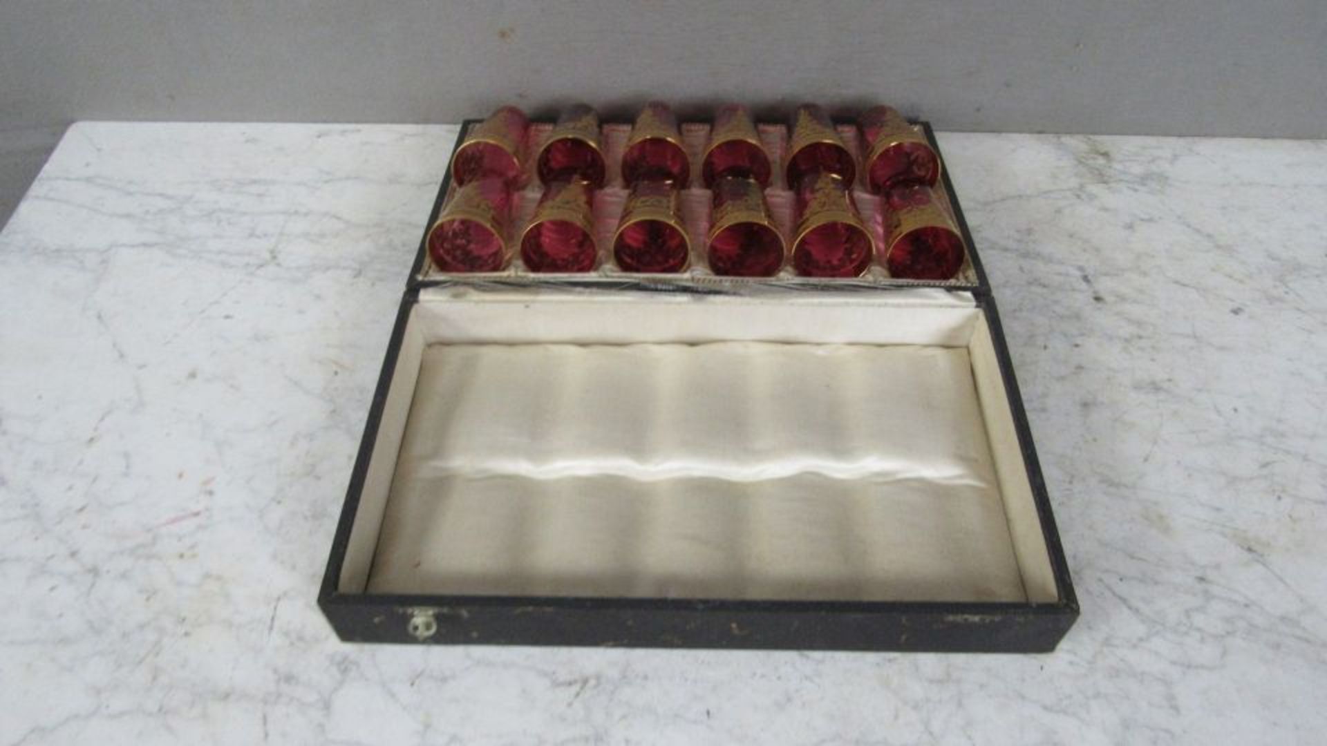 Glasset Rotglas mit Goldbemalung in - Bild 7 aus 7