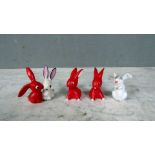 4 Porzelanfiguren Goebel Hasen bis