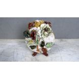 Prunkvase lasiert Blumendekor 26cm